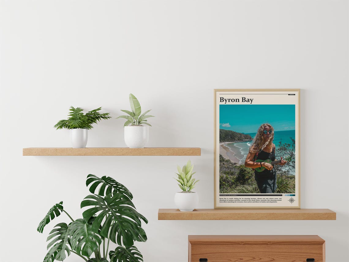 Byron Bay Australia Ukulele Beach Overlook Coastal Travel Poster - Image 2