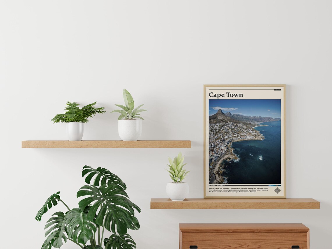 Cape Town Aerial Coastline Table Mountain South Africa Travel Poster - Image 3