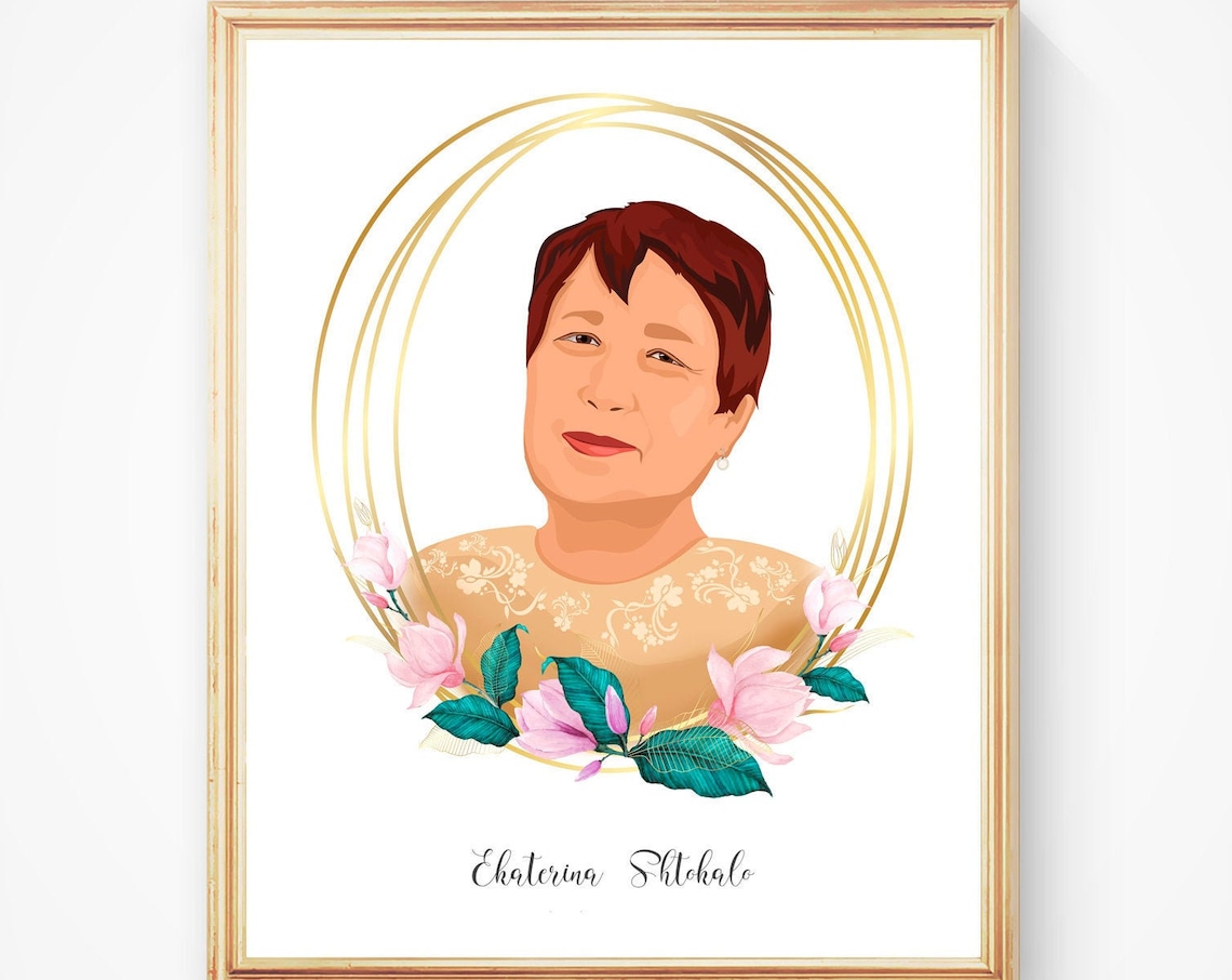 Custom Mom Portrait From Photo Personalized Mothers Day Gift Print