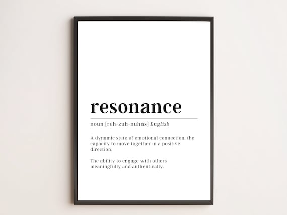 Resonance Word Definition Dictionary Typography Minimalist Wall Art