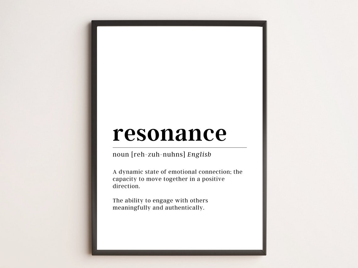 Resonance Word Definition Dictionary Typography Minimalist Wall Art