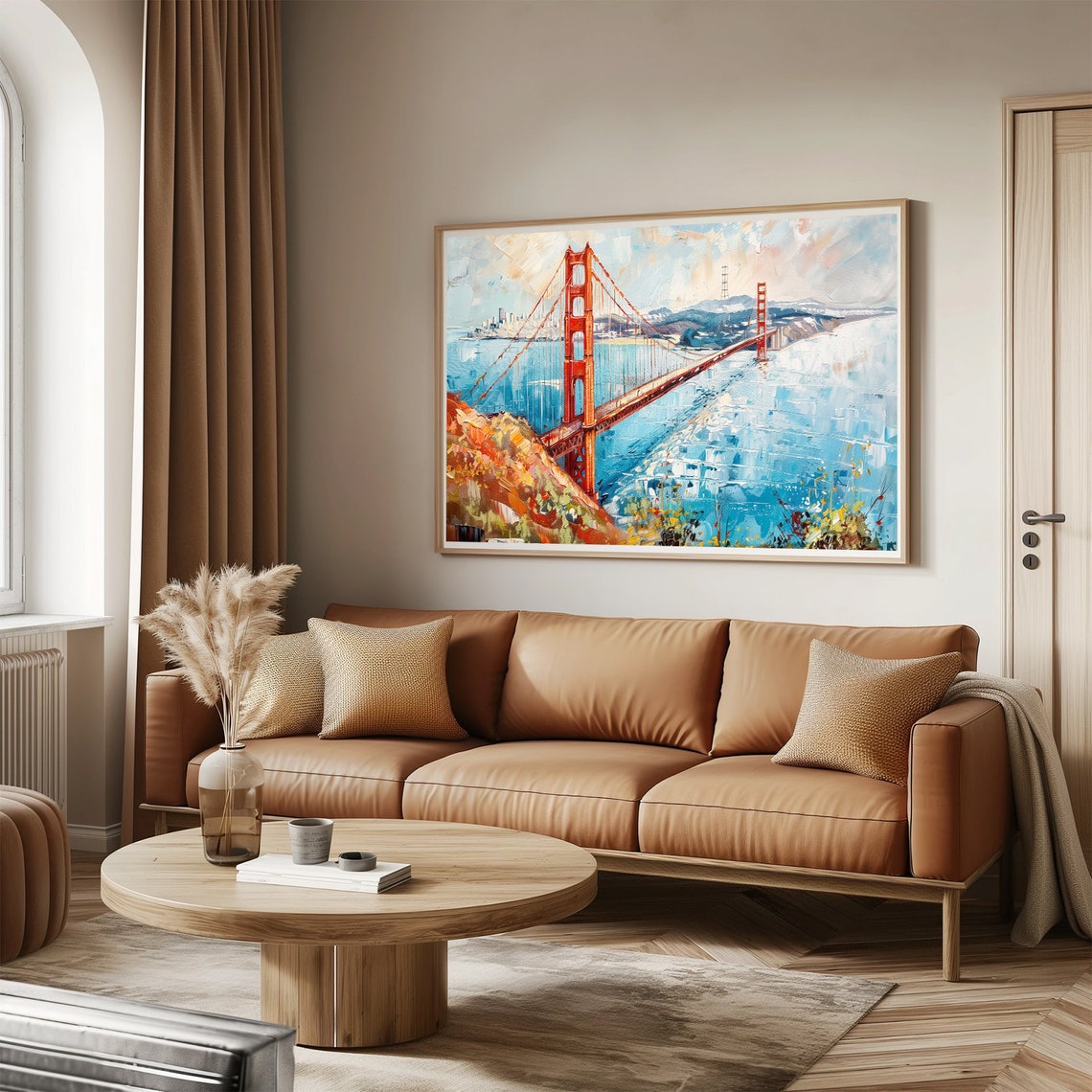 Golden Gate Bridge Modern Abstract Painting Wall Art Print Frame Tv Art Tv - Image 3