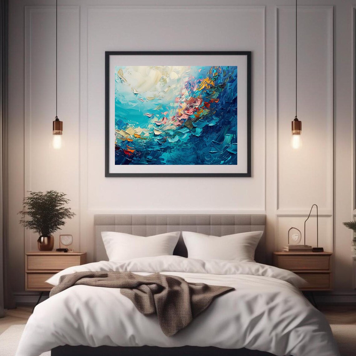 Vibrant Underwater Ocean Life Coral Reef Fish Painting Print Poster - Image 2