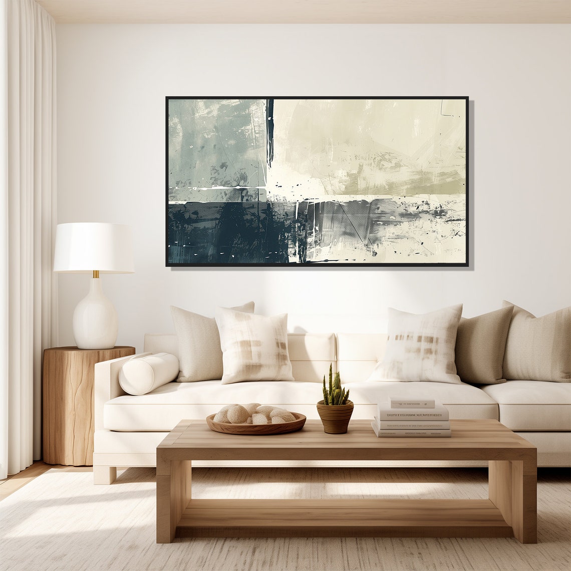 Tonal Grey Abstract Landscape Charcoal Beige Modern Art Wall Art Print - Image 5