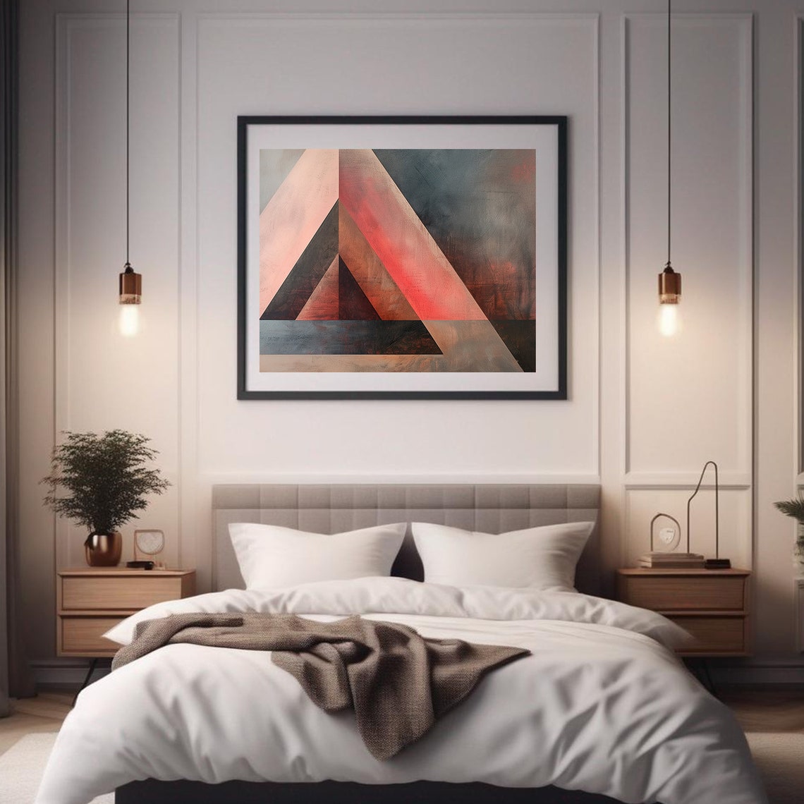 Impossible Triangle Geometric Abstract Optical Illusion Artwork Poster - Image 2