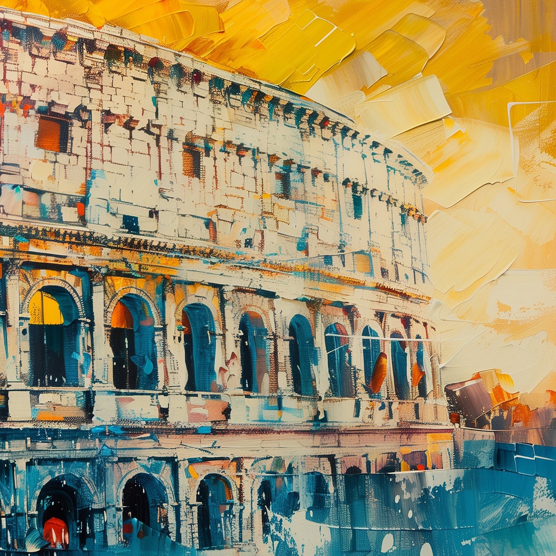 Coliseum Sunset Modern Abstract Painting Wall Art Print Frame Tv Art Tv - Image 6