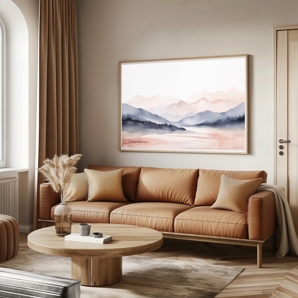 Watercolor Mountain Landscape Wall Art Print Frame Tv Art Tv - Image 3