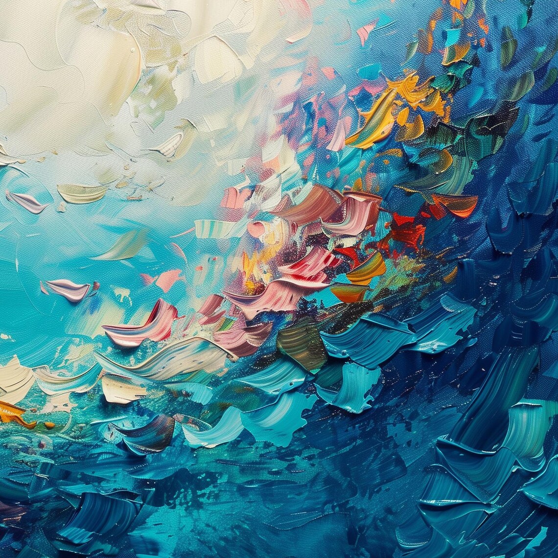 Vibrant Underwater Ocean Life Coral Reef Fish Painting Print Poster - Image 6