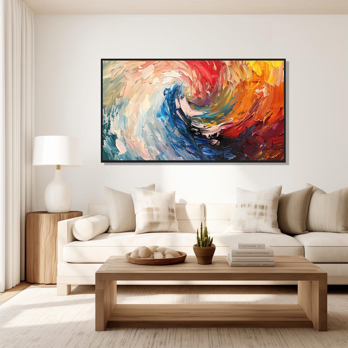 Rainbow Swirl Modern Abstract Painting Wall Art Print Frame Tv Art Tv - Image 5