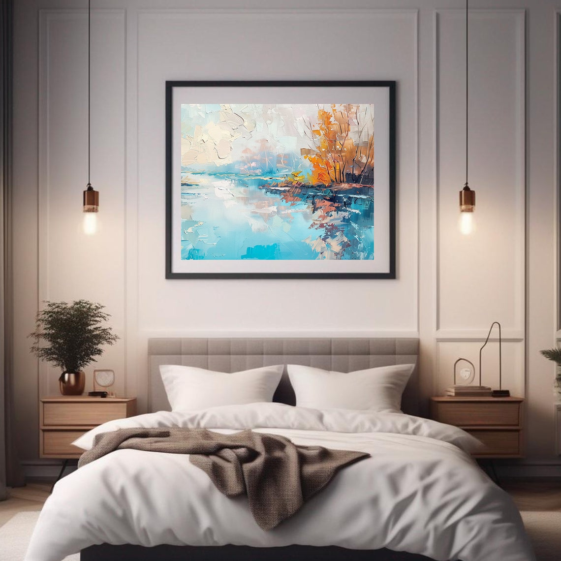 Cold Icy Lake Modern Abstract Painting Wall Art Print Frame Tv Art Tv - Image 2