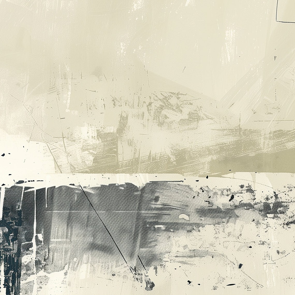 Tonal Grey Abstract Landscape Charcoal Beige Modern Art Wall Art Print - Image 6