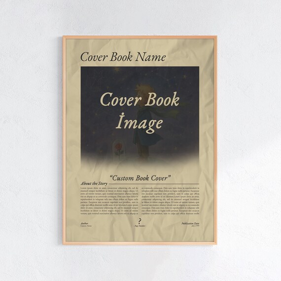 Personalized Custom Book Cover Template Literary Gift Book Lover Poster