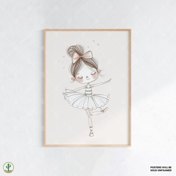 Little Ballerina Girl in Tutu Sweet Ballet Dancer Nursery Poster