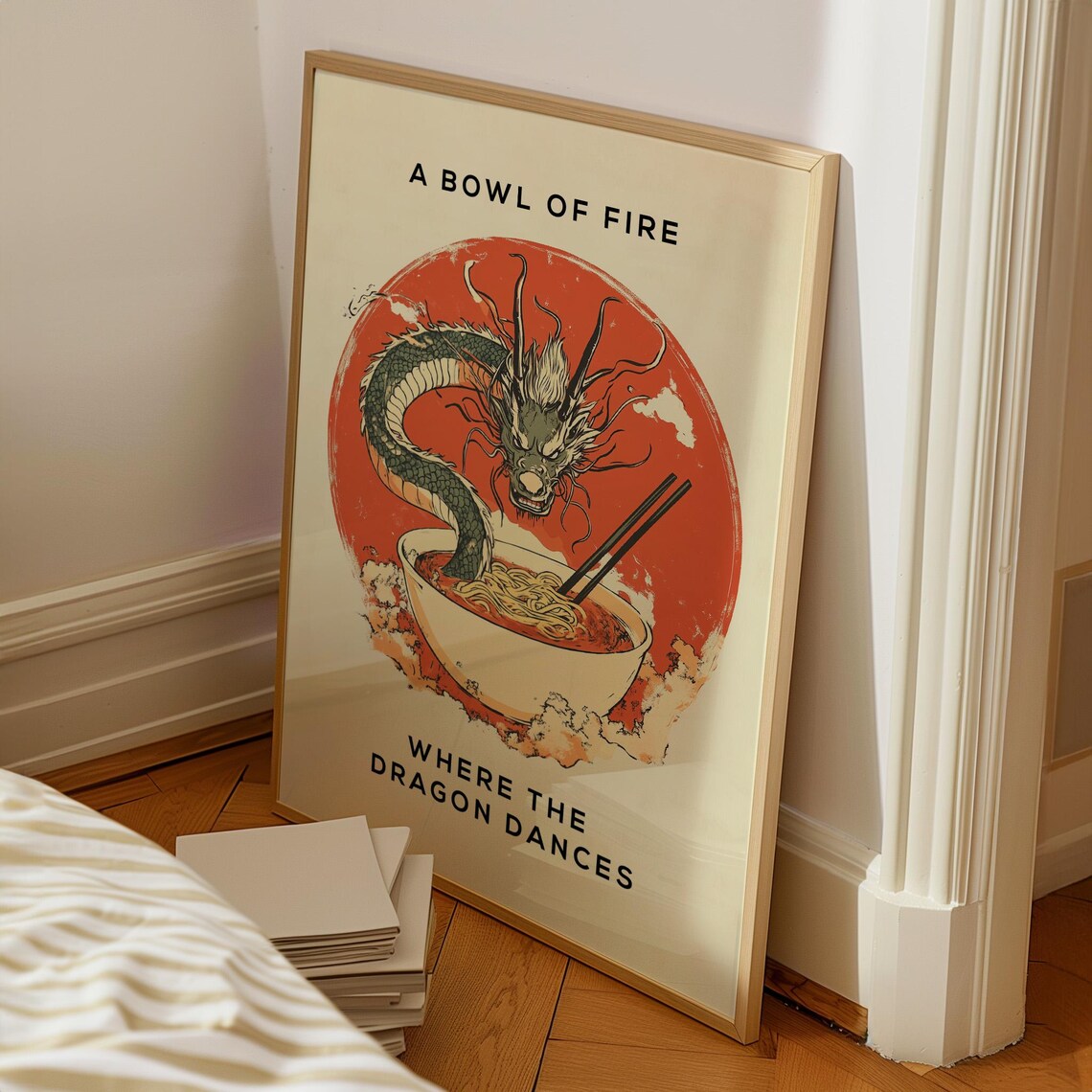 Japanese Dragon Noodles Print Japanese Retro Wall Art Japanese Poster Trendy Art Print Japanese Food Poster Japanese Kitchen Decor - Image 3