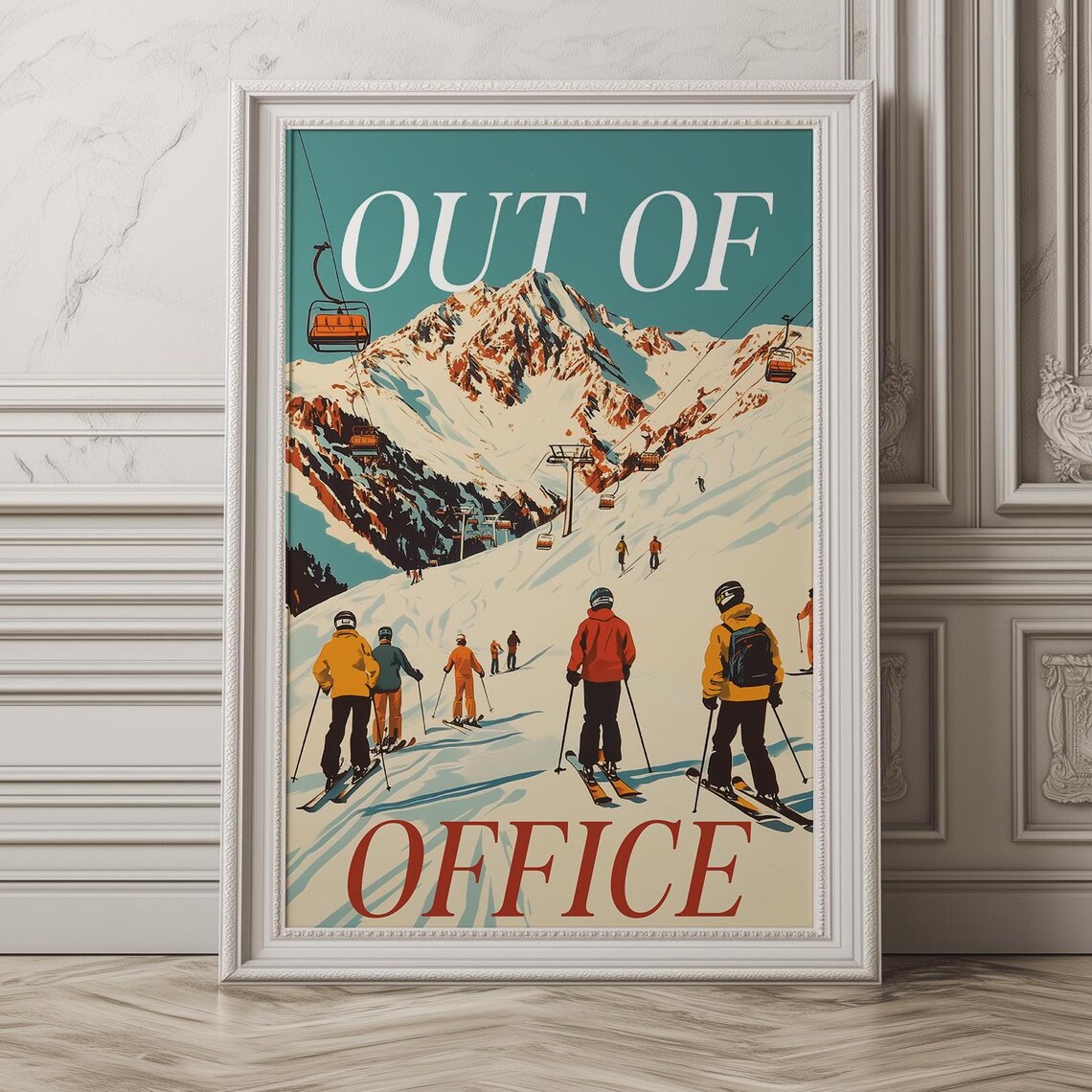 Out Of Office Print Apres Ski Wall Art Newspaper Magazine Print Apres Ski Poster Winter Sports Ski Lodge Print - Image 3