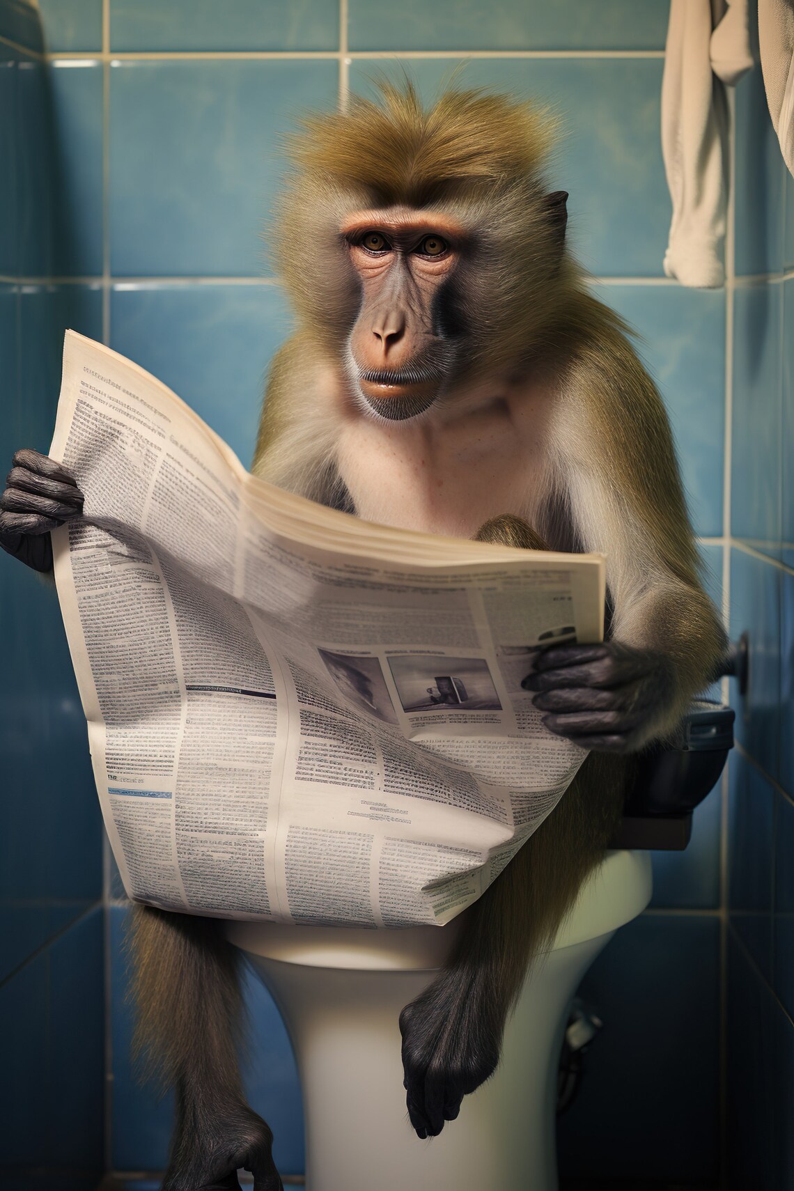 Mandrill Monkey Funny Bathroom Wall Art, Animal Print