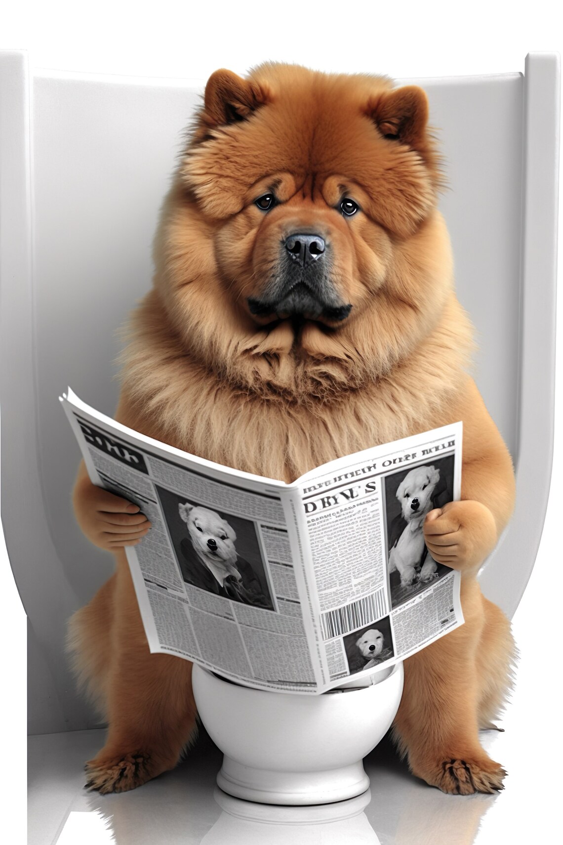 Chow Chow Bathroom Humor Art Print, Funny Dog Photo
