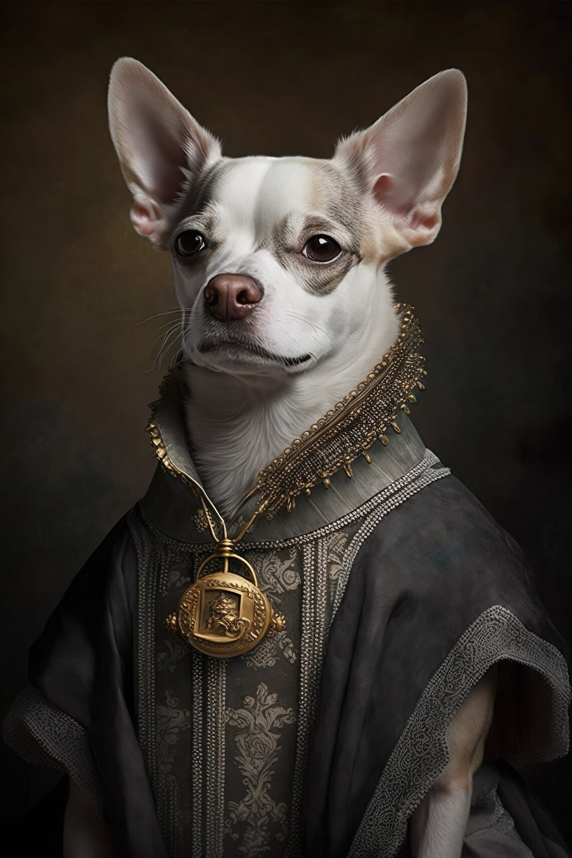 Chihuahua Renaissance Portrait Aristocrat Dog Funny Animal Print