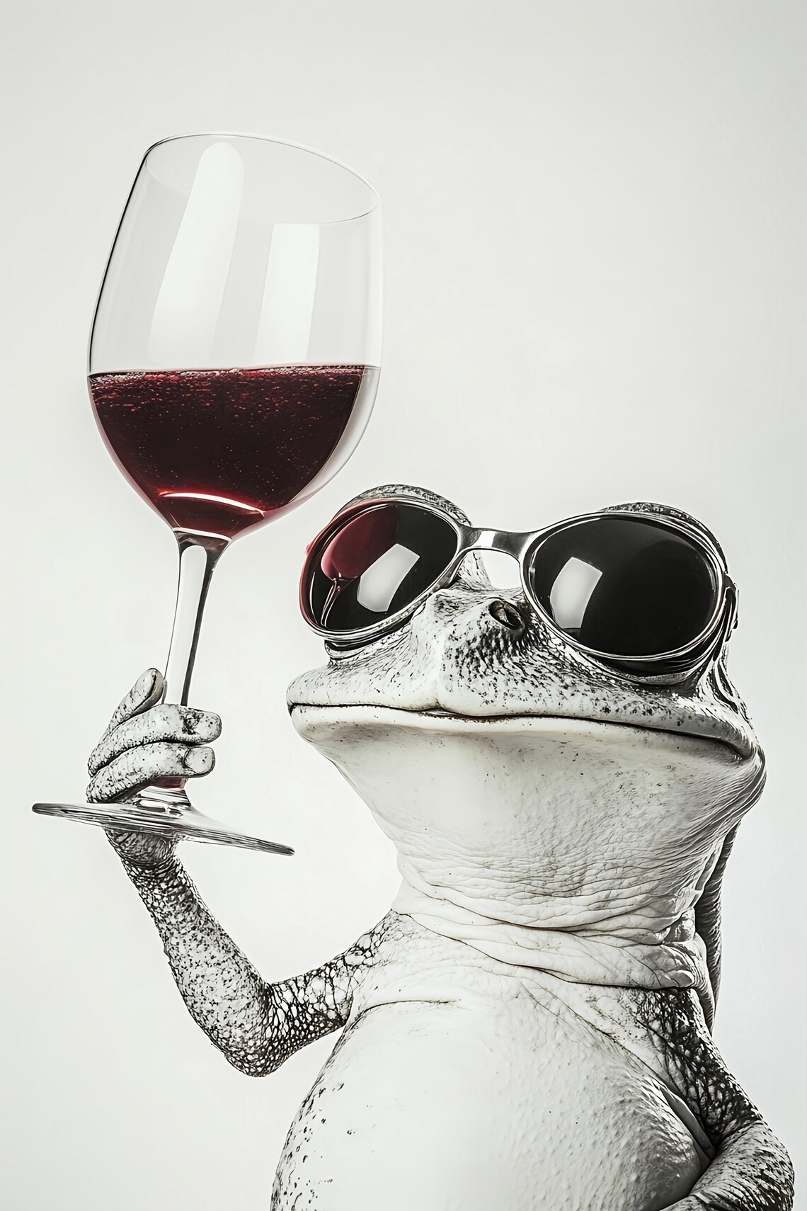 Frog Drinking Red Wine Funny Kitchen Art Print - Image 2