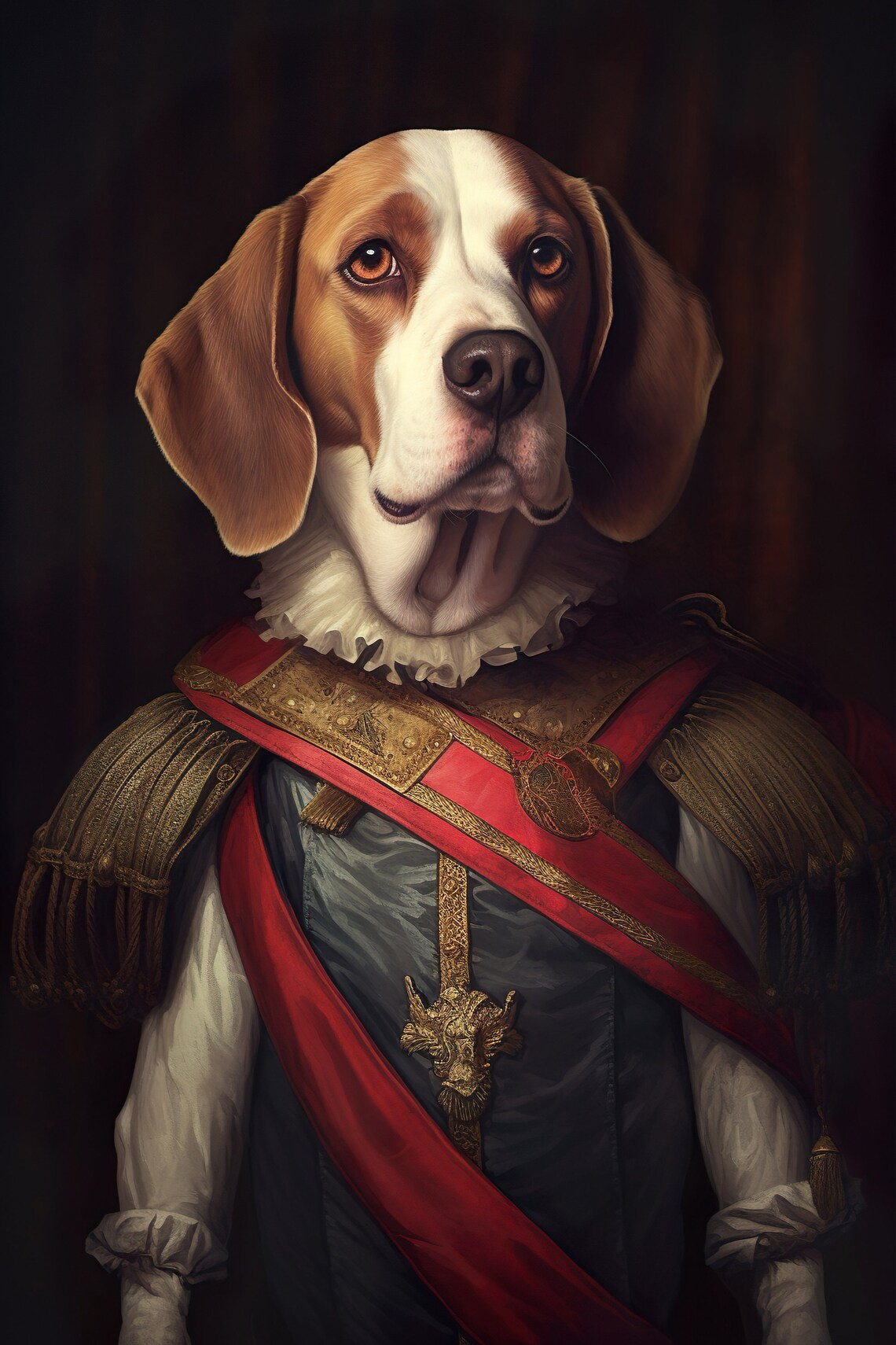 Aristocratic Beagle Funny Dog Art Print, Renaissance