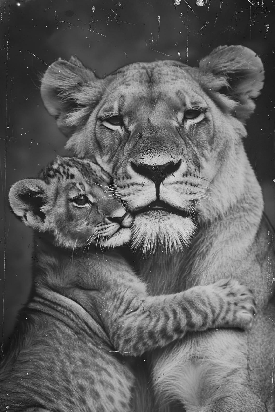 Mom Baby Lion Cute Animal Family Wall Art Nursery Room Bedroom Prints Cute Vintage Style Animal Photo Mommy And Me Ai Art