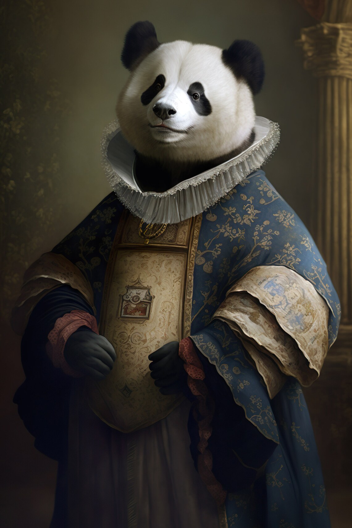 Aristocratic Panda Renaissance Portrait Art Print