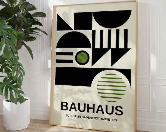 Bauhaus Black Green Geometric Abstract Exhibition Art Poster