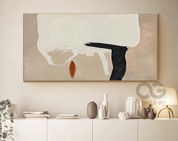 Large Minimalist Beige Wall Art Texture Minimalist Abstract Painting Horizontal Art Modern Origine Simple Painting Pastel Room Decor