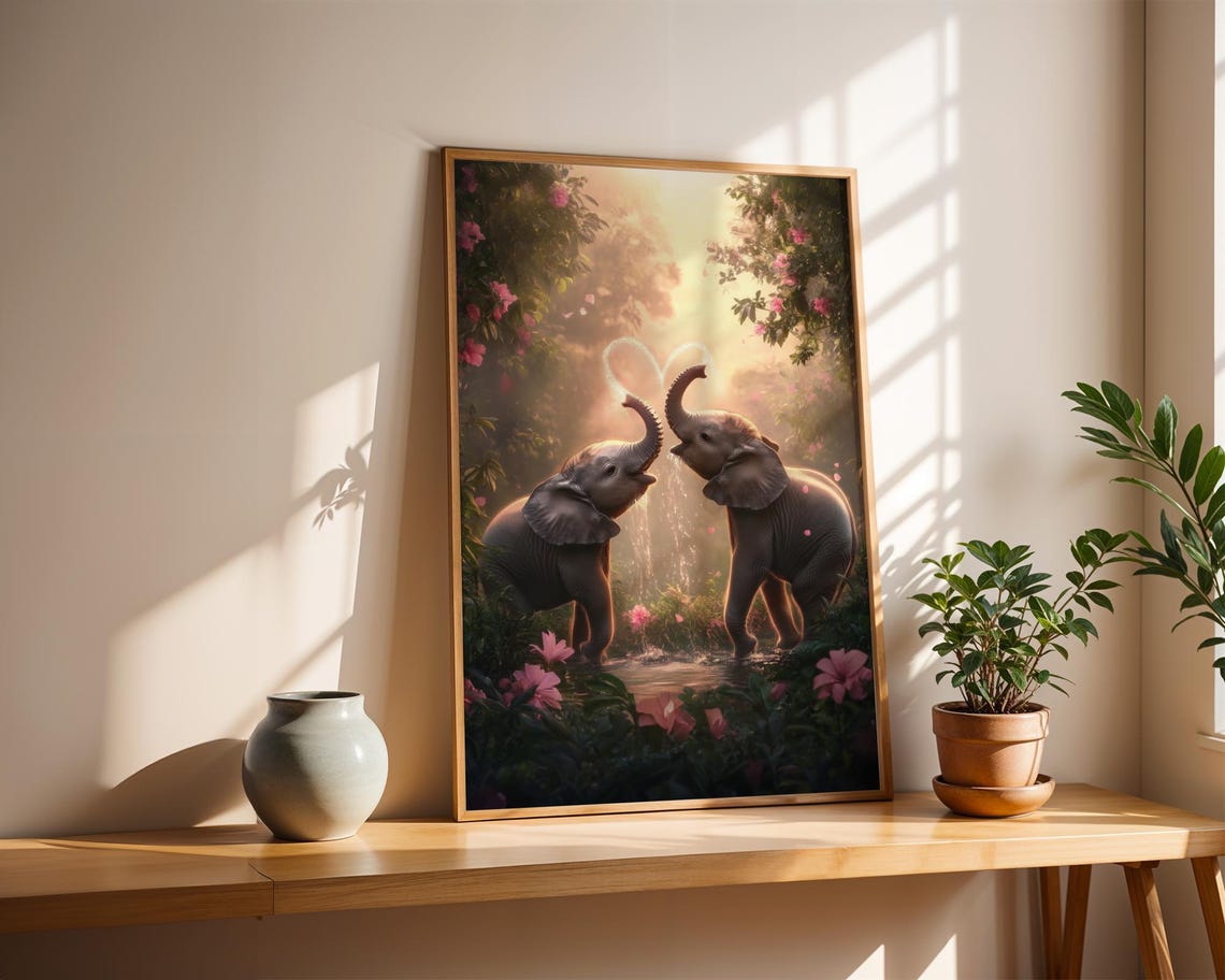 Adorable Baby Elephants Forming A Heart With Their Trunks Poster - Image 2