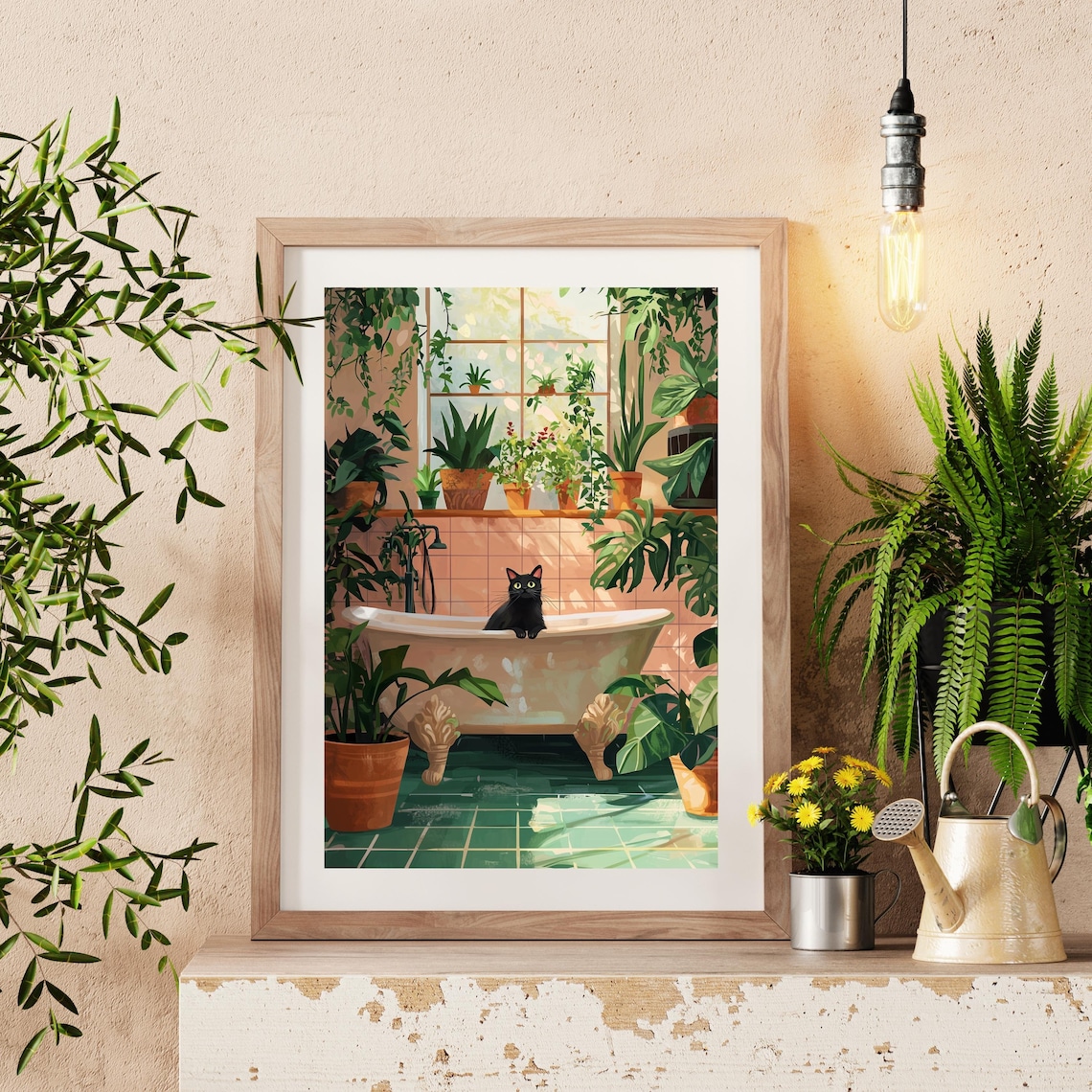 Bath Cat Funny Orange Painting Poster Art Print - Image 2