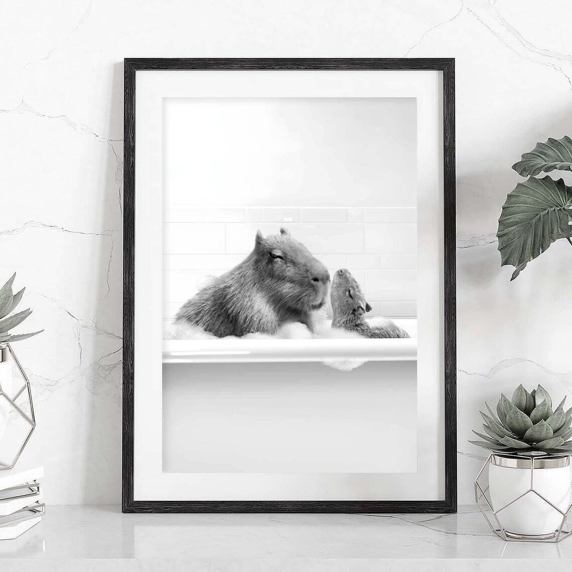 Capybara Family Bathroom Nursery Art Print