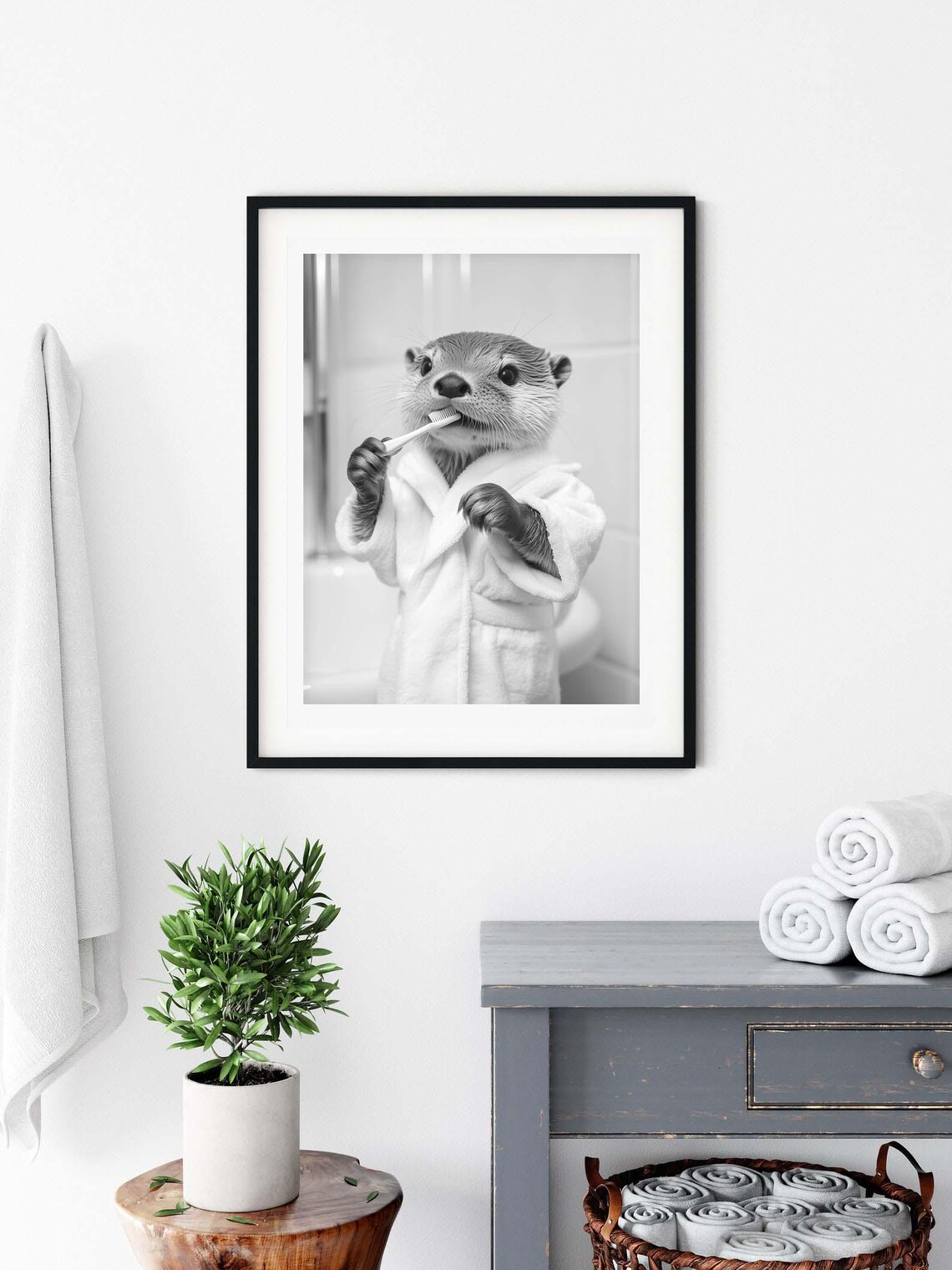 Baby Otter Bathrobe Bath Bathroom Humor Art Print - Image 3