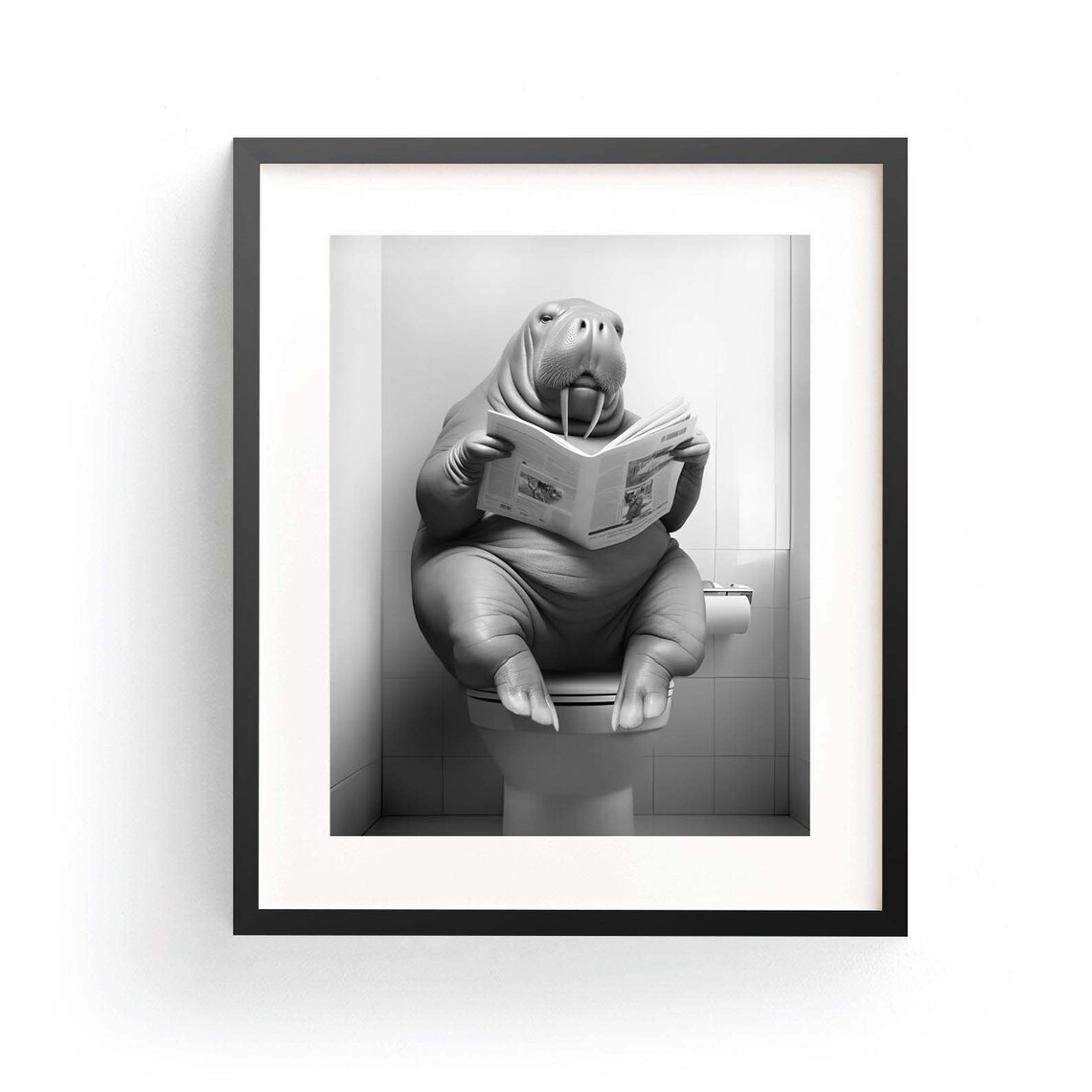 Walrus Funny Bathroom Nursery Animal Art Print