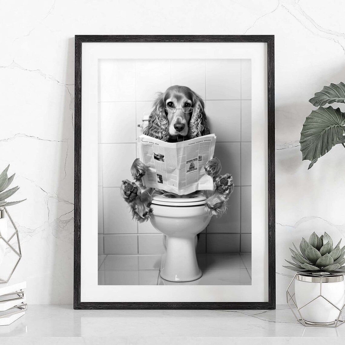 Cocker Spaniel Bathroom Humor Dog Art Print - Image 2