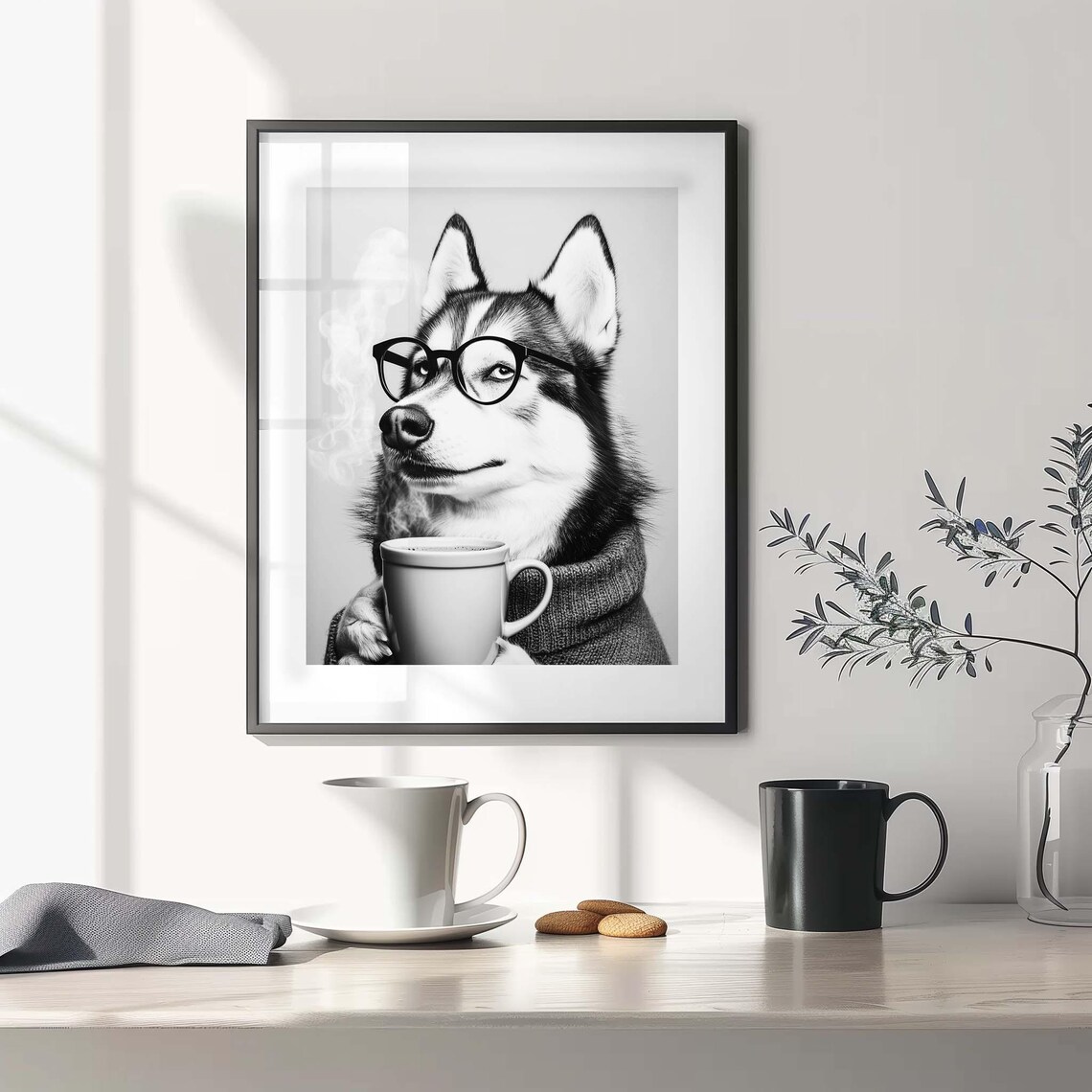 Siberian Husky Coffee Art Print, Dog Lover Decor - Image 2