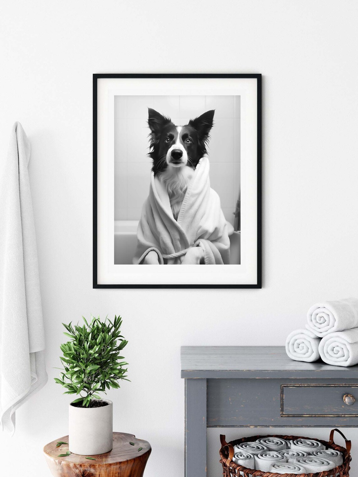Border Collie Art Print, Kids Bathroom Decor - Image 3