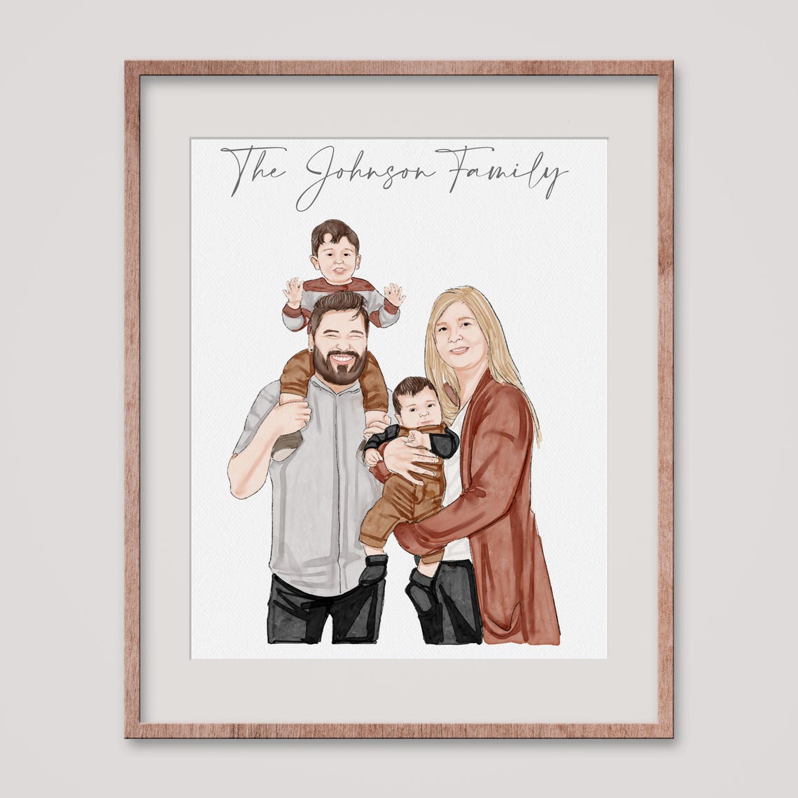 Hand Drawn Family Portrait Painting Custom Minimal Family Drawing Miniature Family Illustration Custom Family Portrait Gift Family Print - Image 3