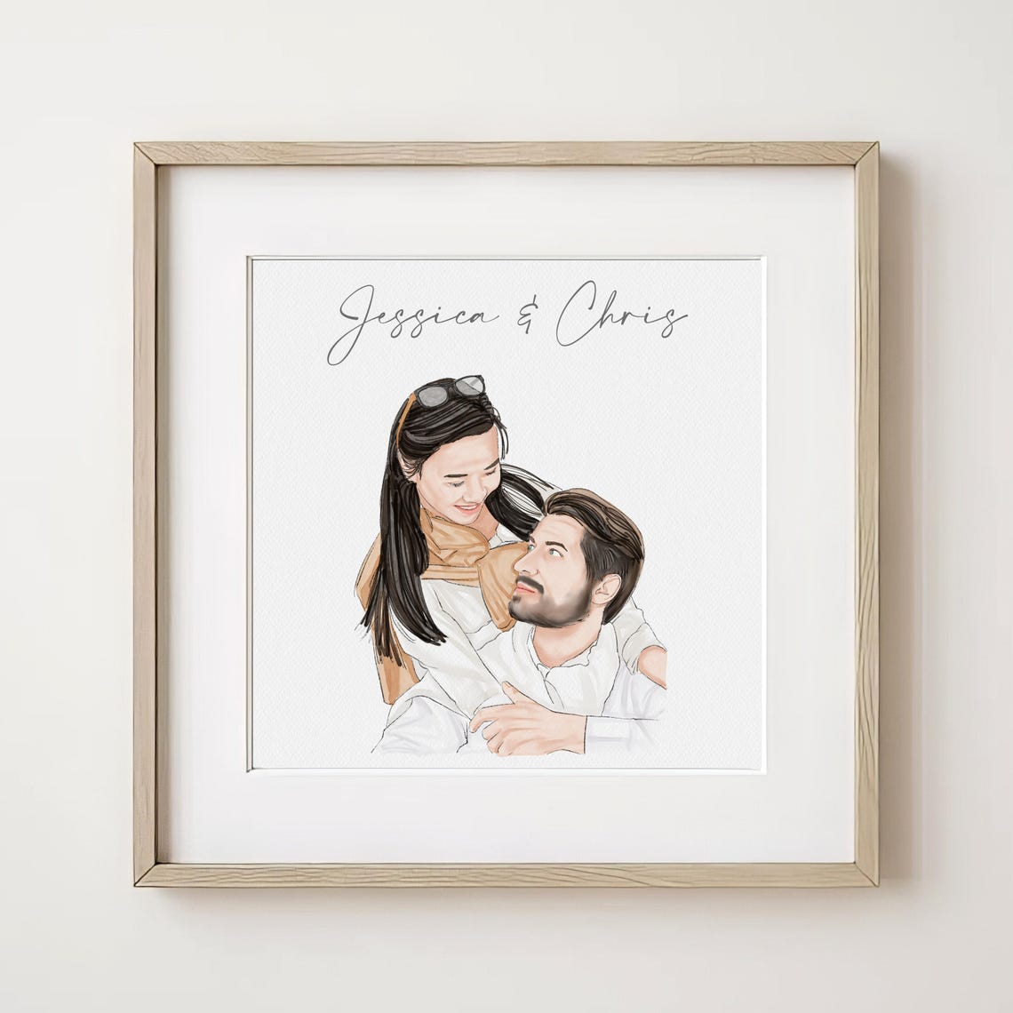 Minimal Miniature Portrait Painting Custom Couples Portrait Personalized Portrait Gift Custom Painting Hand Drawn Handpainted Drawing - Image 2