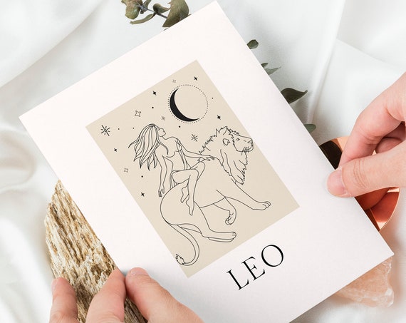 Leo Print Leo Woman Print Leo Zodiac Print Leo Gift Minimal Leo Wall Art Feminine