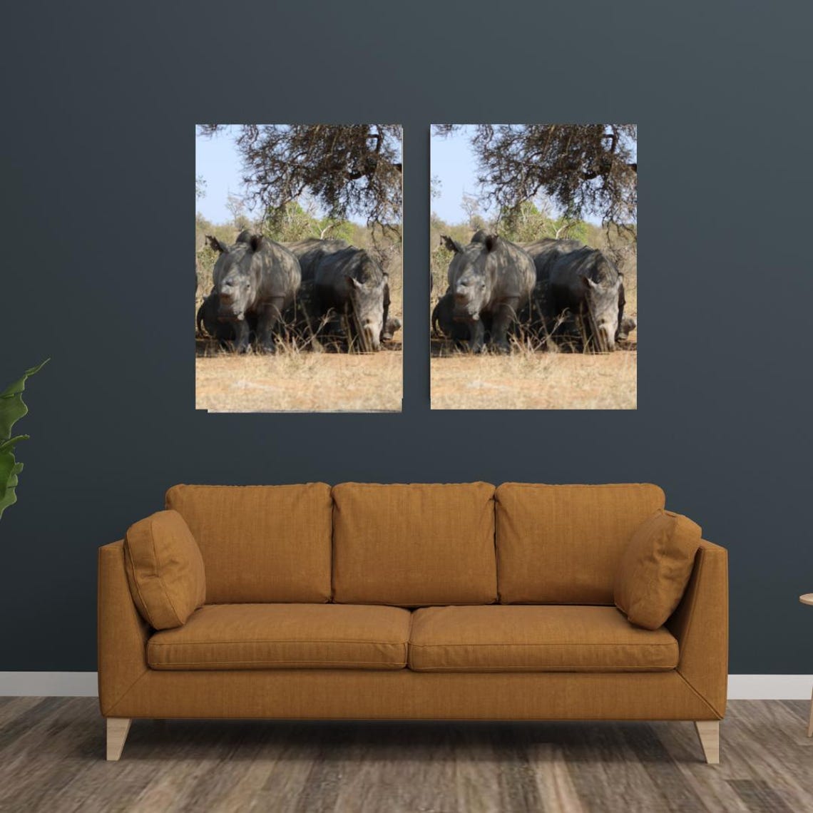 African Rhino Herd Resting Under An Acacia Tree Safari Wildlife Poster - Image 3
