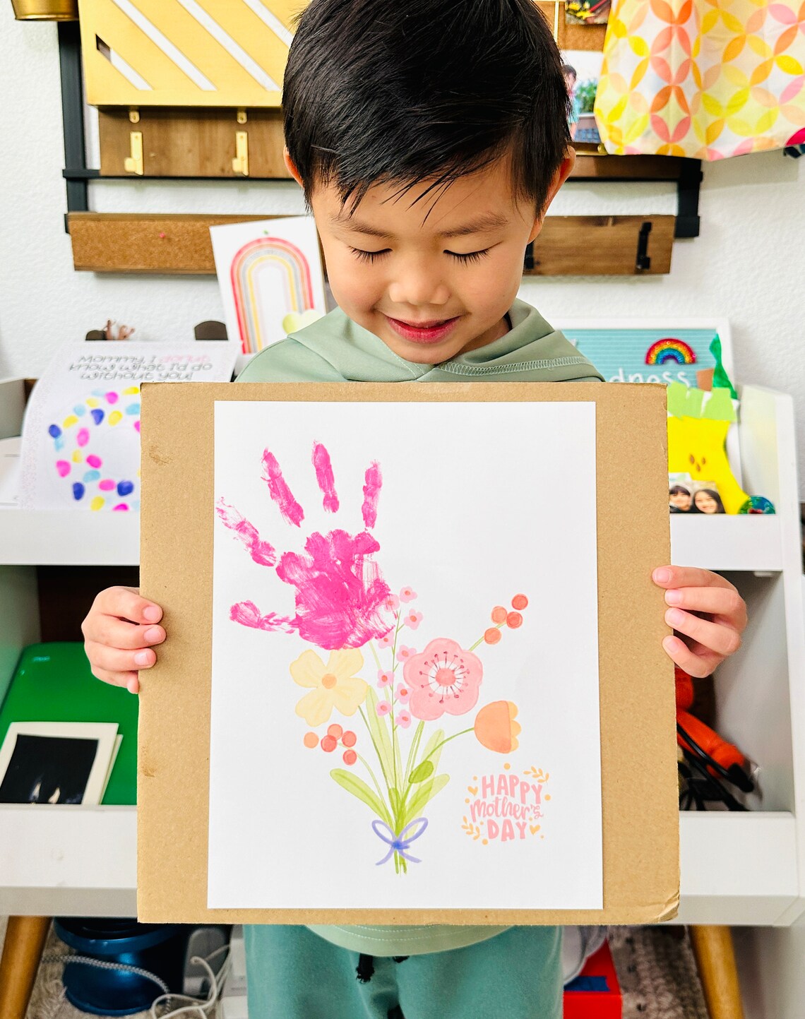 Mother's Day Flower Handprint Art, Floral Poster - Image 4