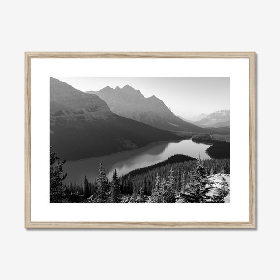 Banff Photo Poster, Black And White Mountain Landscape