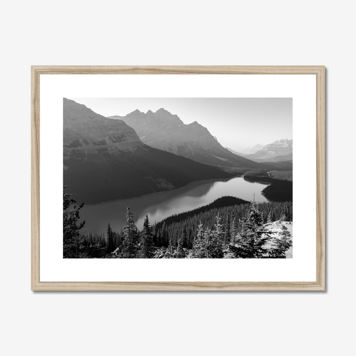 Banff Photo Poster, Black And White Mountain Landscape