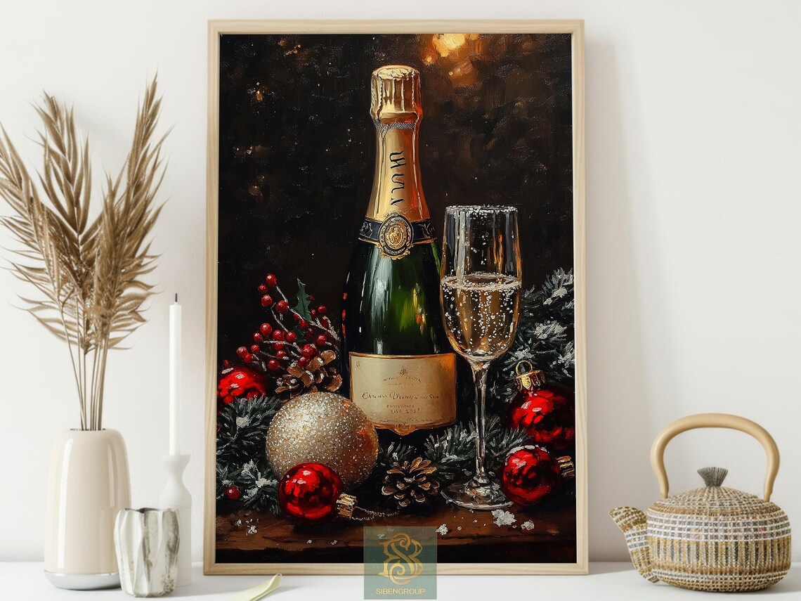Cozy Christmas Drink, Vintage Rustic Art Print - Image 4