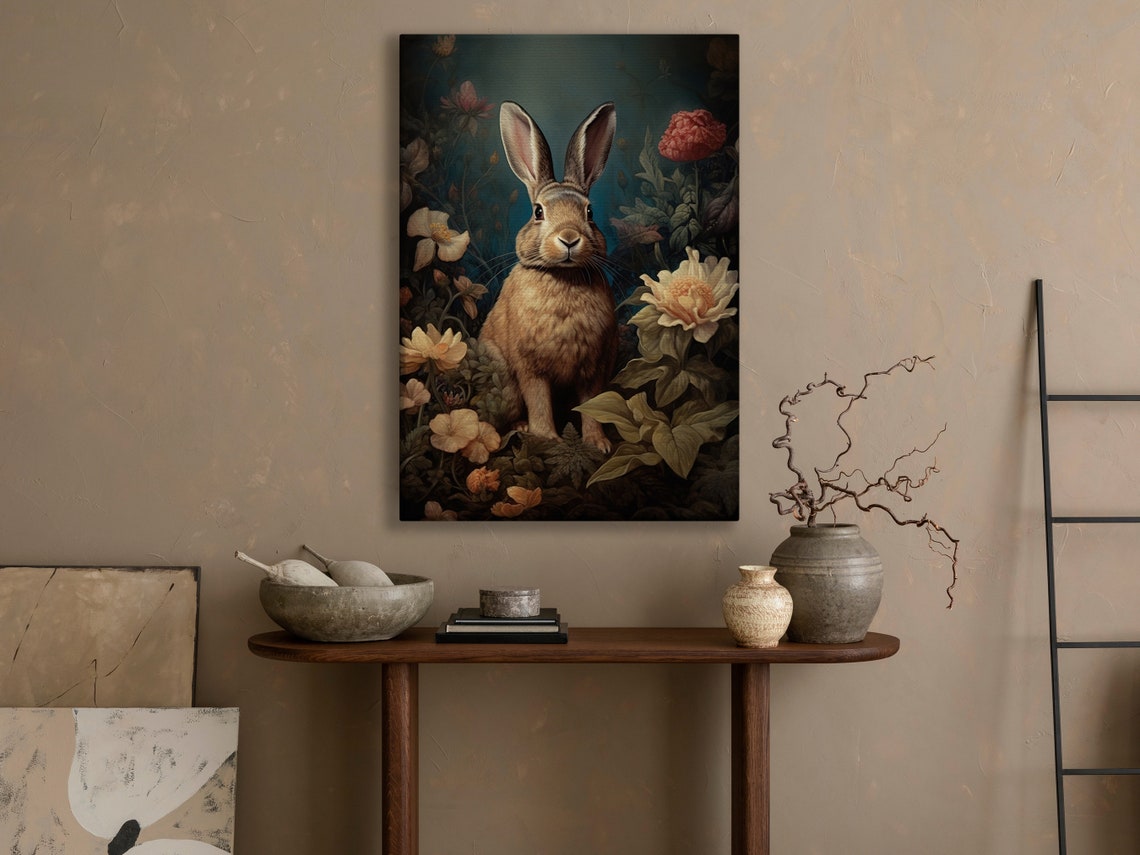 Charming Brown Rabbit Sitting Among Cottage Garden Blooms Poster - Image 4