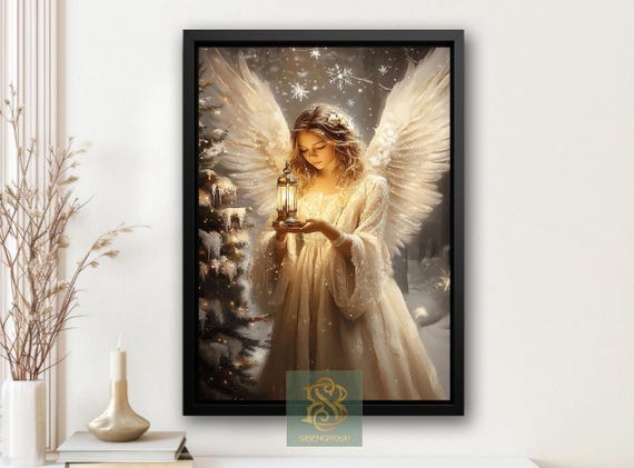 Vintage Christmas Angel Art Print, Christian Decor