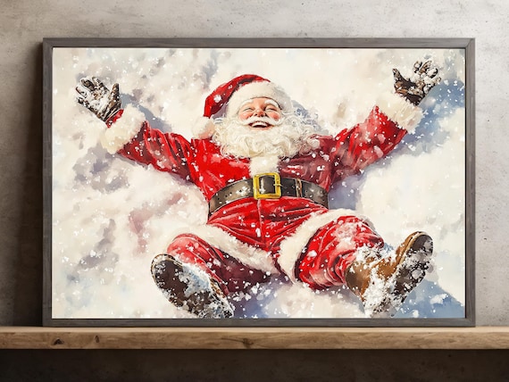 Vintage Santa Delighted Christmas Season Poster