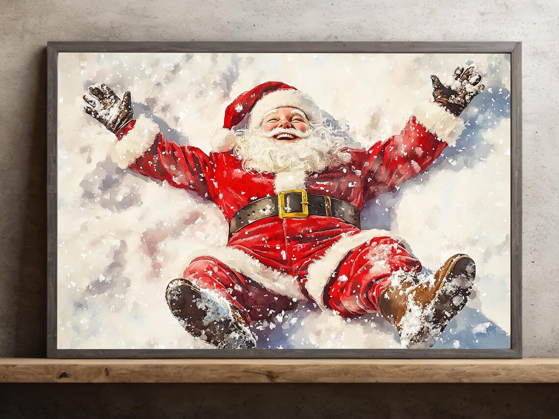 Vintage Santa Delighted Christmas Season Poster
