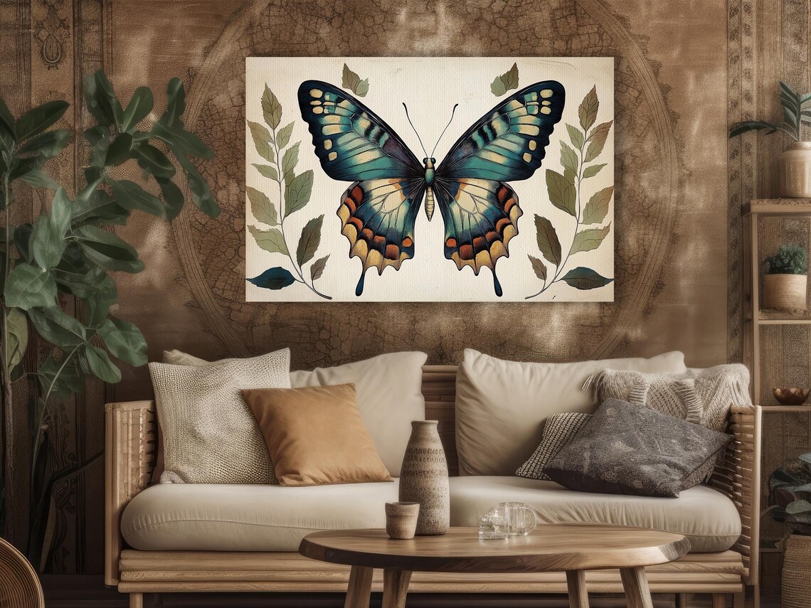 Cottage Butterfly Vintage Botanical Poster - Image 2