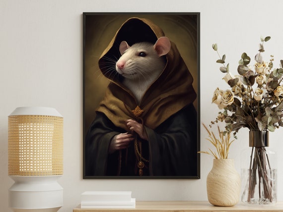 Vintage Mouse In Suit Painting Mouse Art Print Mouse Print Gothic Art Print Dark Academia Art Mouse Poster Print